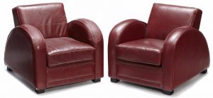 Art Deco red faux leather chairs