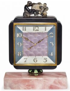 Art Deco Rose Quartz Desk Clock