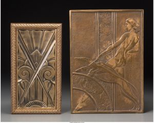 Two Art Deco Gilt Bronze Plaques