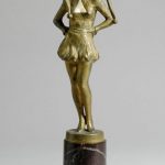 Art Deco Bronze, Ivory and Marble Figure of a Female Jester