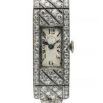 PLATINUM AND DIAMOND SET ART DECO BRACELET WATCH