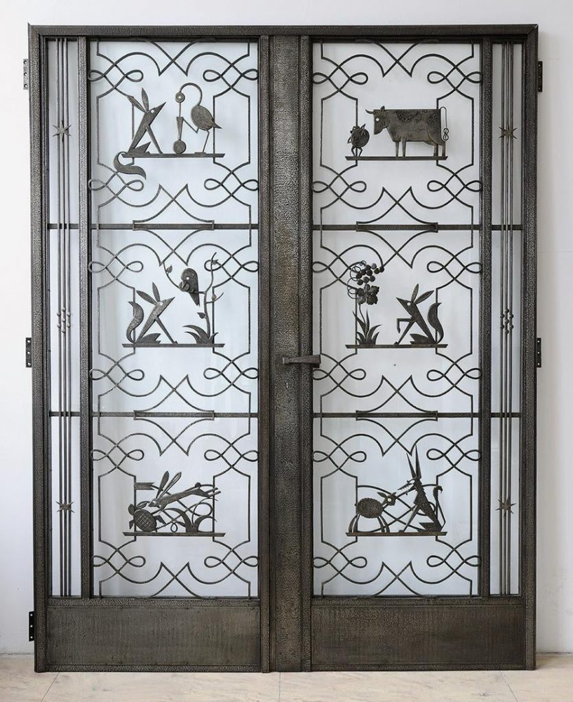 Edgar Brandt Double door wrought iron Aesop fables