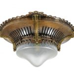 An Amsterdam School copper and brass ceiling lamp, attributed to Winkelman & Van der Bijl, Amsterdam 1920's