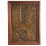 Heavy Metal Bronze Color Maybe Bronze Clad Art Deco Wall Plaque