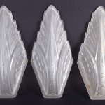 A STYLISH SET OF THREE ART DECO GLASS WALL PLAQUE