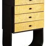 Art Deco Eggshell and Black Lacquered Wood Chest of Drawers 1940s