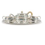 Tiffany & Co. Makers Champleve Enameled Sterling Silver Tea Service