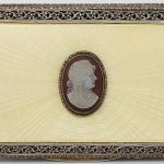 Fine Art Deco Sterling Silver, Enamel & Carved Cameo Agate Card Case