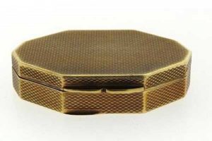 Art Deco 14K Gold Textured Pill Box