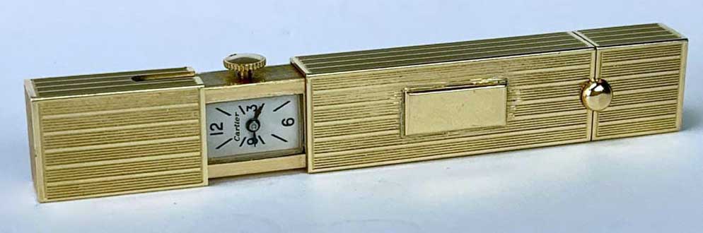 Art Deco Signed 14k Cartier Ladies Lipstick with Watch