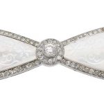 Art Deco Diamond, Rock Crystal, Platinum Bow Pin