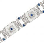 Art Deco Platinum, Diamond, Sapphire and Rock Crystal Bracelet