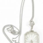 Art Deco Rock Crystal frosted sunburst pendant set