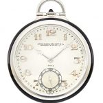 Audemars Piguet Art Deco Platinum, Black Enamel and Diamond Open Face Pocket Watch