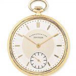 INTER. AN 18K GOLD KEYLESS WIND OPEN FACE POCKET WATCH