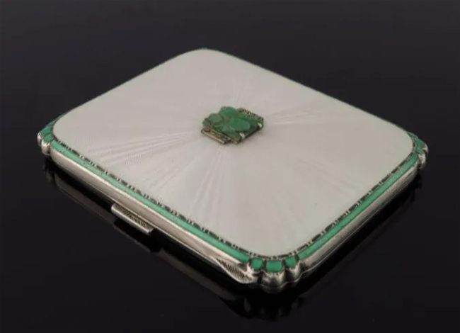 A George V Art Deco silver cigarette case, Adie Brothers Ltd, Birmingham 1922